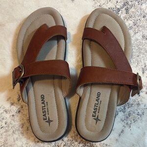 Eastland Tan Leather Slide Sandals